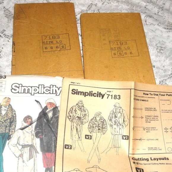 1985 Sewing Pattern Coat Sz Large Vintage Uncut Fur. Faux Fur - Picture 4 of 5